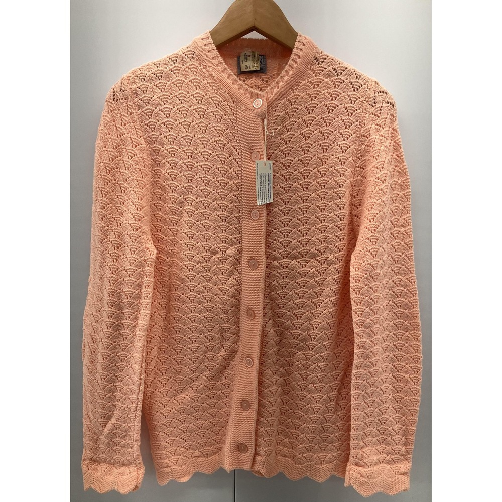 Vintage Wintuk Cardigan Sweater‎ Womens Medium Peach Button Front Made USA 90s